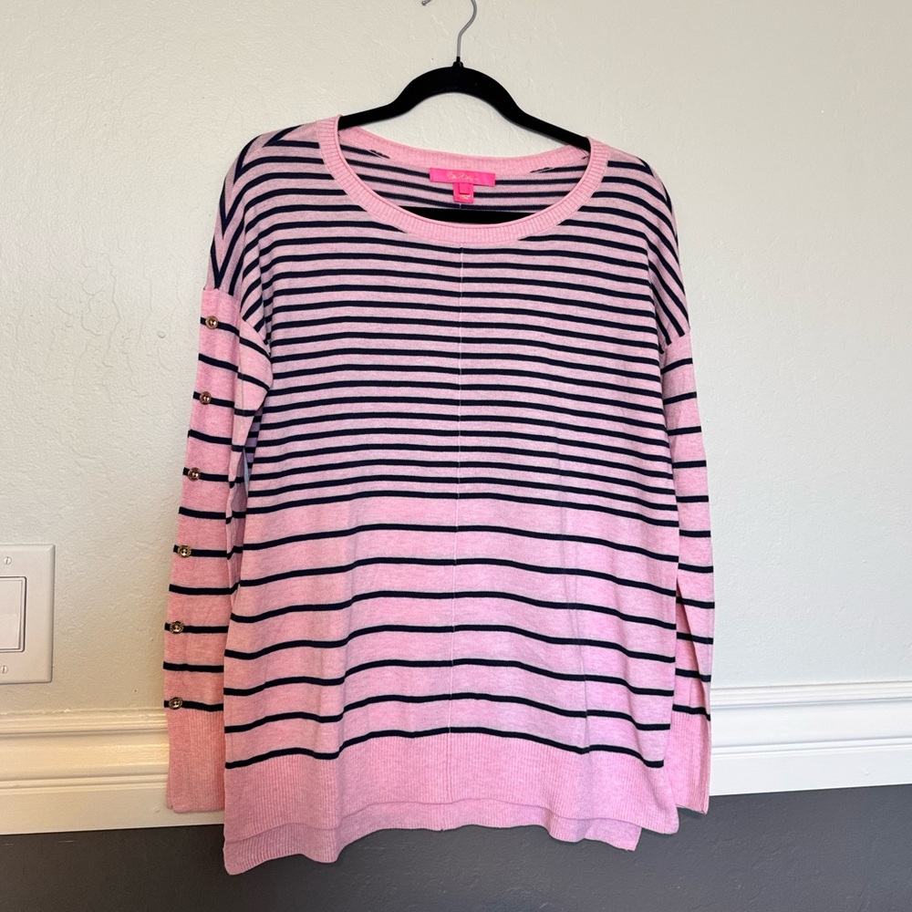 Lilly Pulitzer Melenie Sweater in Heathered Pink Tropics Stripe
